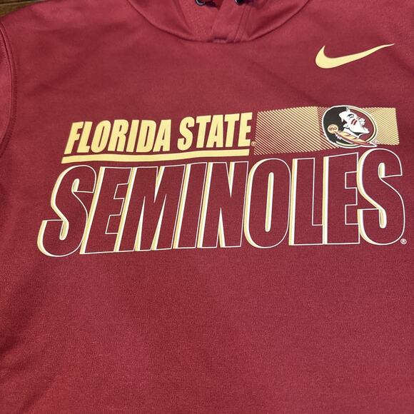 FSU Florida State Seminoles Nike Dri-Fit‎ Hoodie S Burgundy/ Garnet Gold Black - Picture 2 of 10